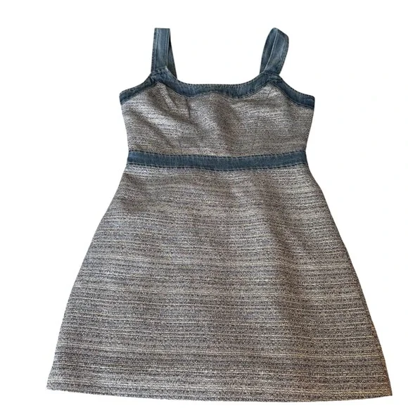 Guess NWT Elsie Tweed‎ and Denim Mini Dress Sleeveless Blue Size M